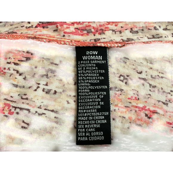 Perceptions Women's Dress 20W Coral Black Cream Abstract Pattern Sleeveless - Picture 8 of 9